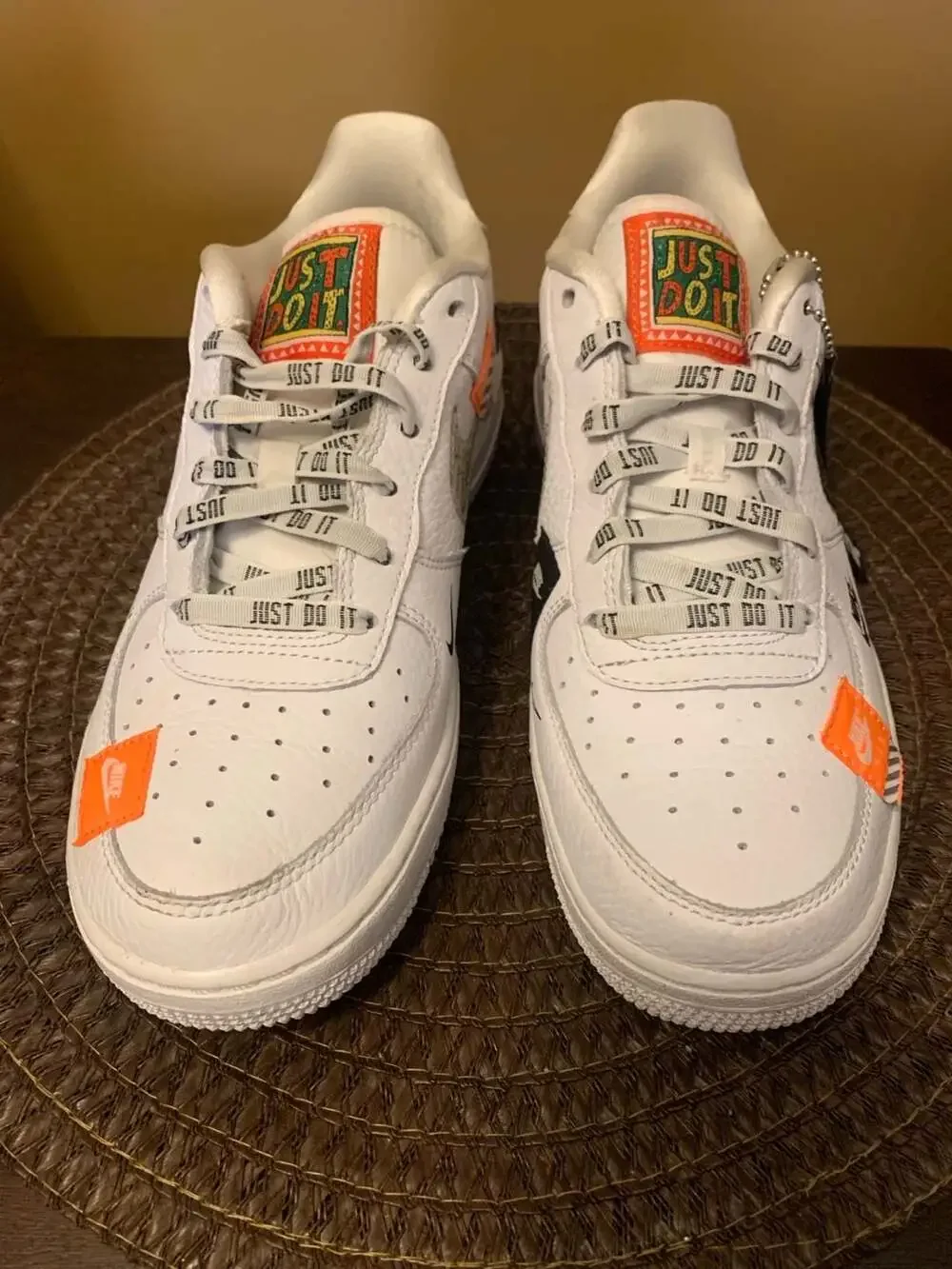 Nike Air Force 1 '07 PRM JDI 'Just Do It' White/Black-Total Orange 6.5Y
